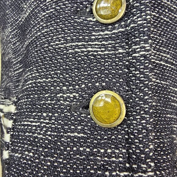 St. John Black & White Santana Knit Blazer Jacket Sz 6 Gold Button Nautical - Picture 6 of 12